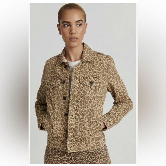 LUCKY BRAND LEOPARD TRUCKER JEAN JACKET NWT SIZE Medium - Picture 3 of 11